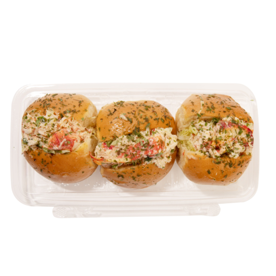 Longo&rsquo;s lobster sliders with seasoned lobster filling on soft brioche buns, ready-to-eat seafood appetizer trio